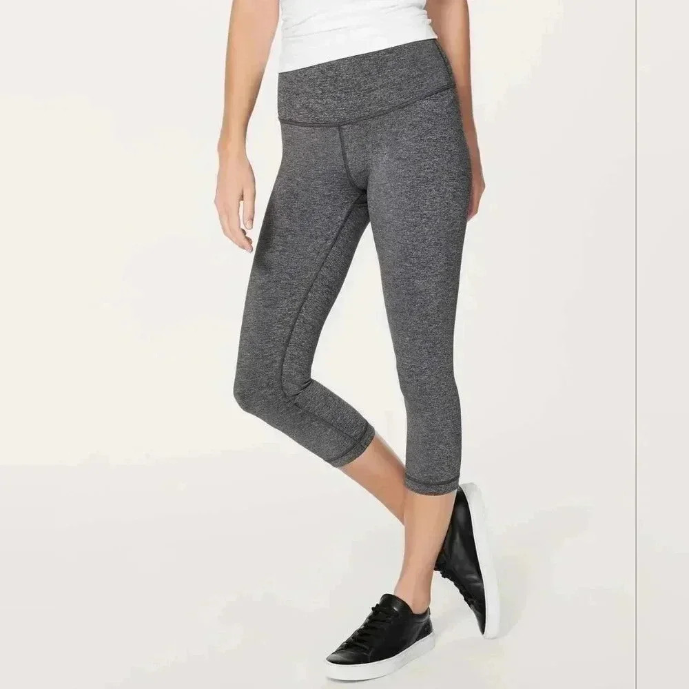 Lululemon Wunder Under Crop (Hi-Rise) *Luxtreme 21"Heathered Black
